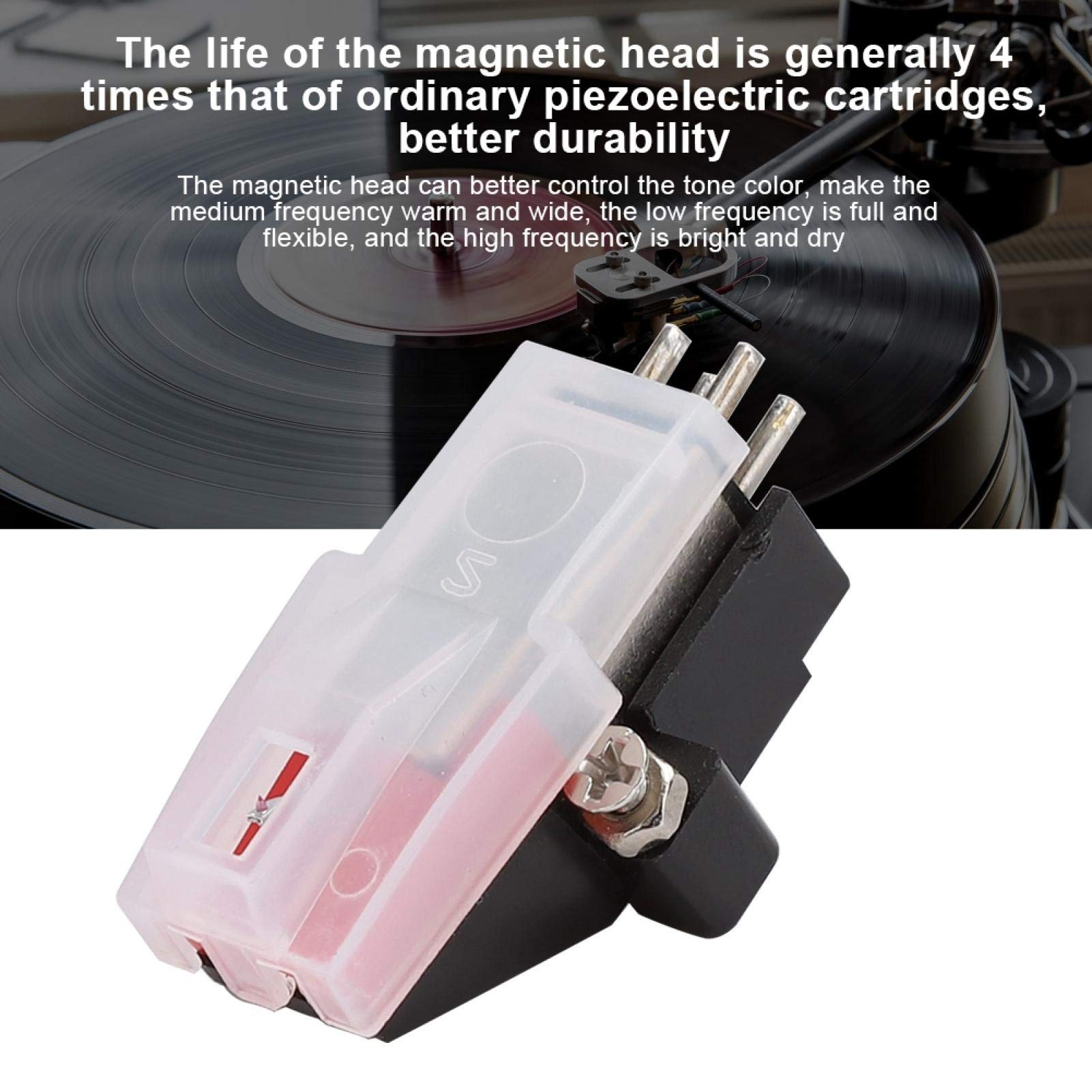 ASHATA Ago di Ricambio per Giradischi - Giradischi con Stilo in Vinile, Ago con Stilo per Registratore Doppio Magnetico Magnetico in Vinile, Testa Magnetica di Precisione