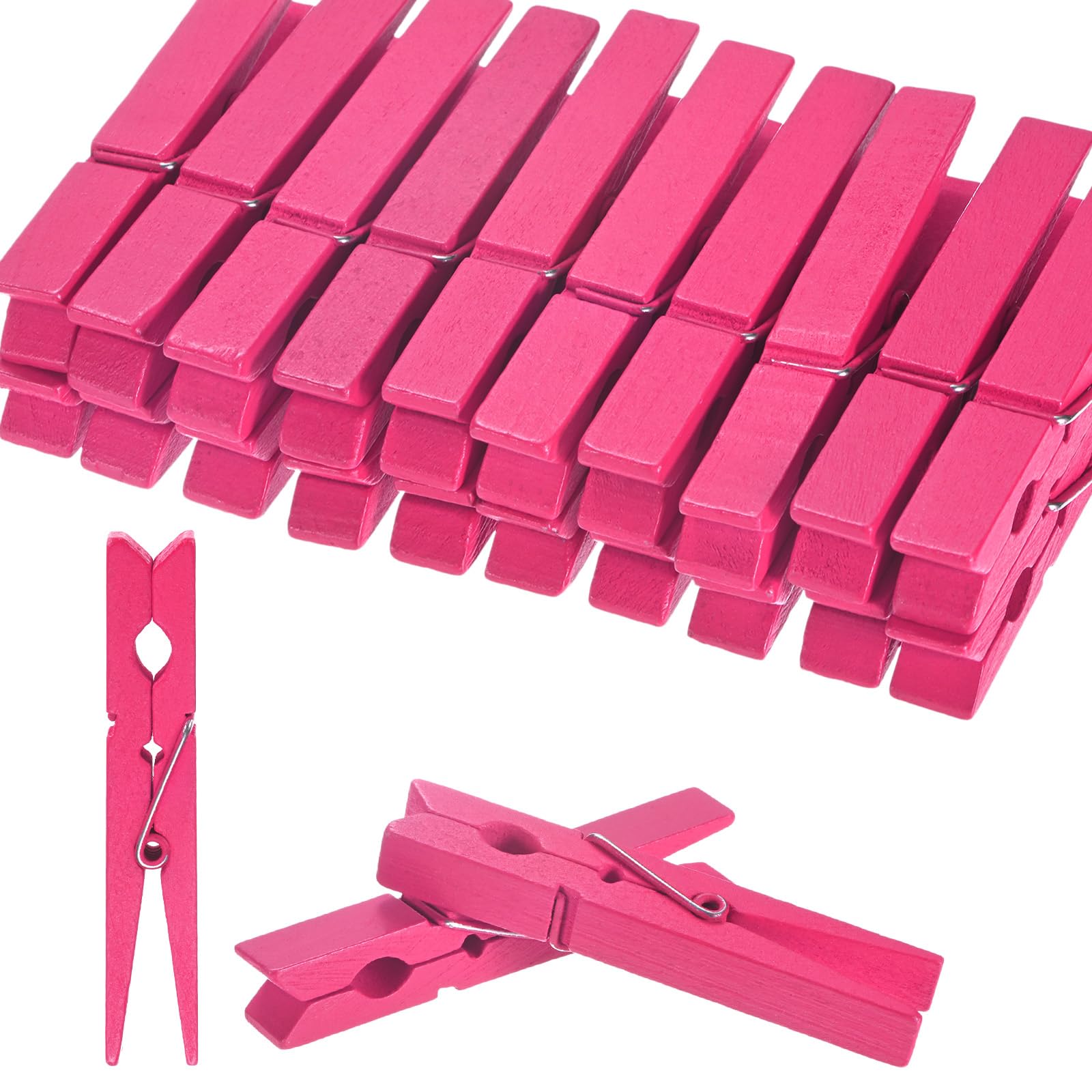 M METERXITY 30-Pack Colored Clothespins Wooden, 2.8 Inch/72mm Colorful Clothes Pins for Hanging Clothing/Crafts/Pictures, Wooden Clothespins [Rose Red]