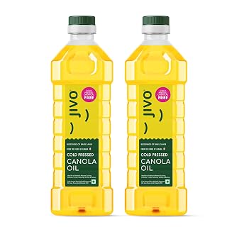 JIVO Canola Cold Pressed Edible Oil 1+1 Litres | Cooking Oil for Daily Use, Ideal for Roasting, Frying, Baking & All Types of Cuisines | Cold Pressed Oil for Cooking
