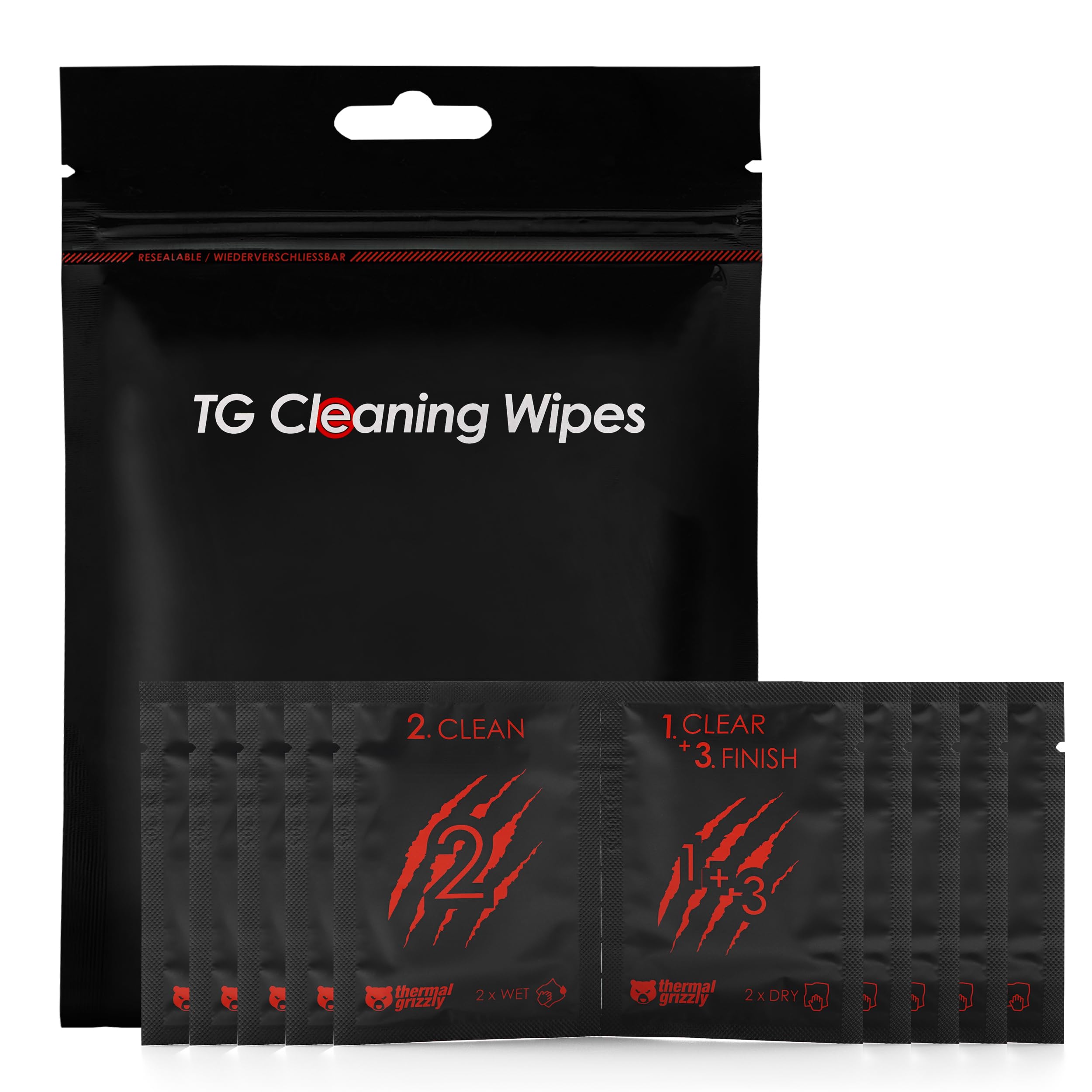 TG Cleaning Wipes (10 Pcs - 20 Wet & 20 Dry Wipes) - Clean and Degrease Surfaces - Optimal Adhesion of Thermal Conductive Materials