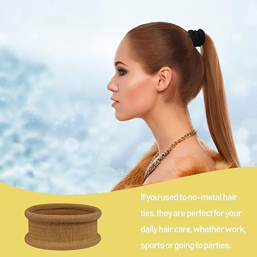 Miniatura 5 de Lazos negros para mujeres y niñas bandas elásticas para el cabello grandes cuerdas elásticas para coleta de caballo para cabello grueso pesado largo