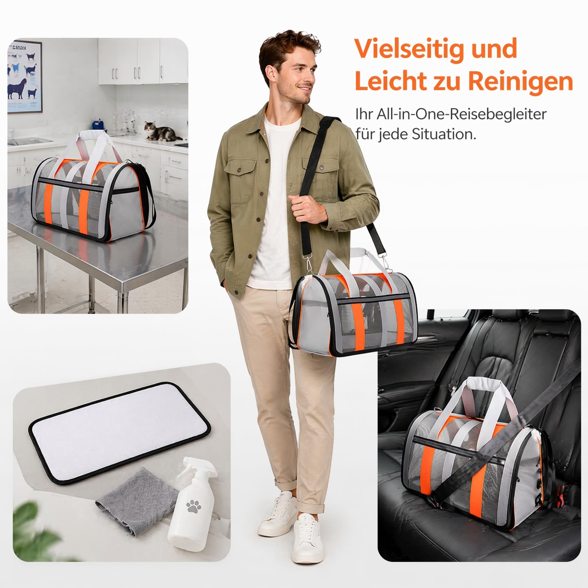 Hund Reisetasche,Transporttasche Für Haustiere,Netzstoff Faltbar Atmungsaktiv Robust Tragbar Transportabel, für Katzen & Hunde Bis 10 Kg