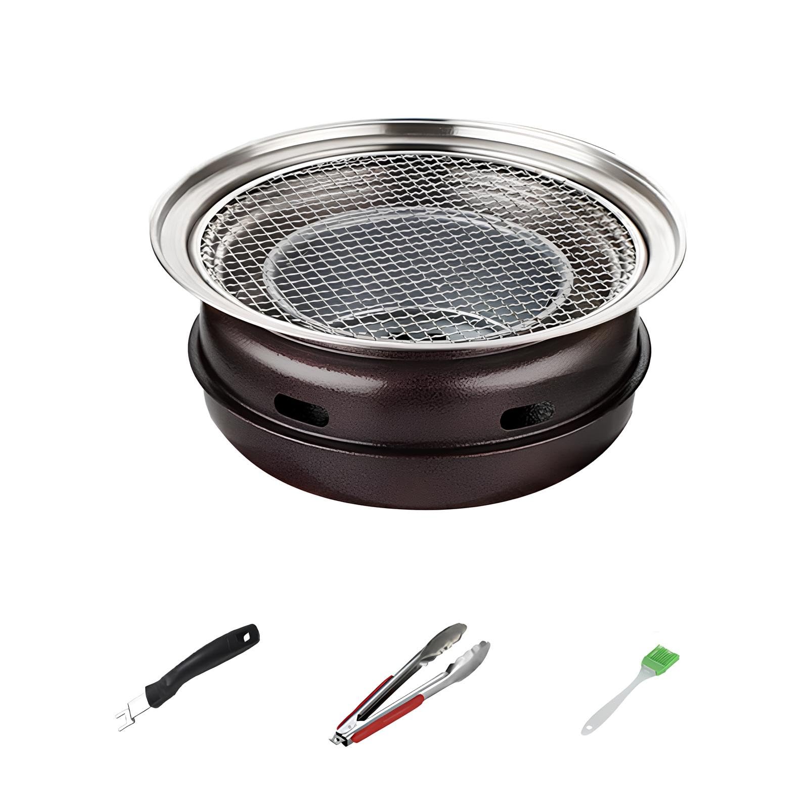 Barbecue A Carbonella Multifunzione Barbecue Portatile Coreano Giapponese, BBQ Barbecue Grill Ø 35cm Fácil da Montare E Pulire per Giardino, PIC-nic, Campeggio(Large A)