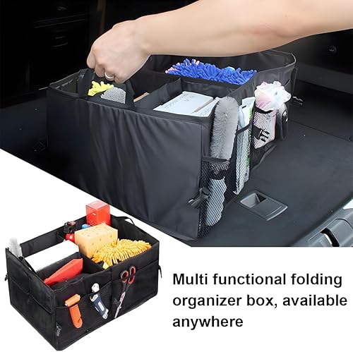 Miniatura 3 de Mandark Organizador de maletero de automóvil, caja de almacenamiento plegable con múltiples compartimentos, impermeable, ajustable, accesorios de