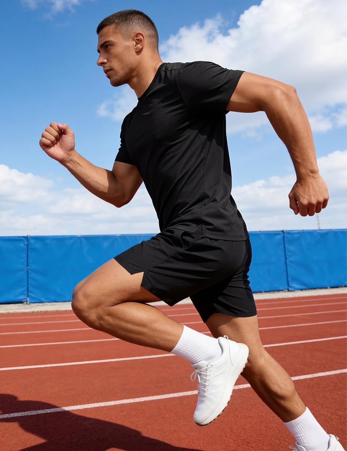 Flygo Mens Workout Shirts Athletic Running Gym Short Sleeve T-Shirts Quick Dry Sun Protection Cooling Active Tee Tops