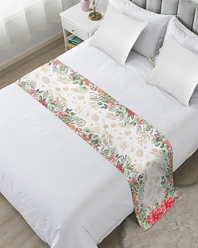 Miniatura 8 de Camino de cama de flores azules para cama de tamaño matrimonialqueen, protector de colcha, bufanda de cama para pies y bufandas para dormitorio,