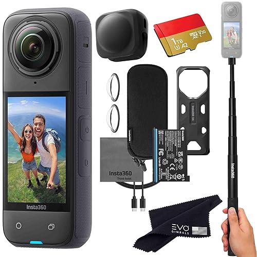 Insta360 X4 Basic Bundle-8K Waterproof 360 Action Camera with 1/2" 48MP Sensors, 8K 360 HDR Video, 72MP 360 Photo, 4K Single-Lens |Bundle Includes Selfie Stick, Lens Cap (1TB)
