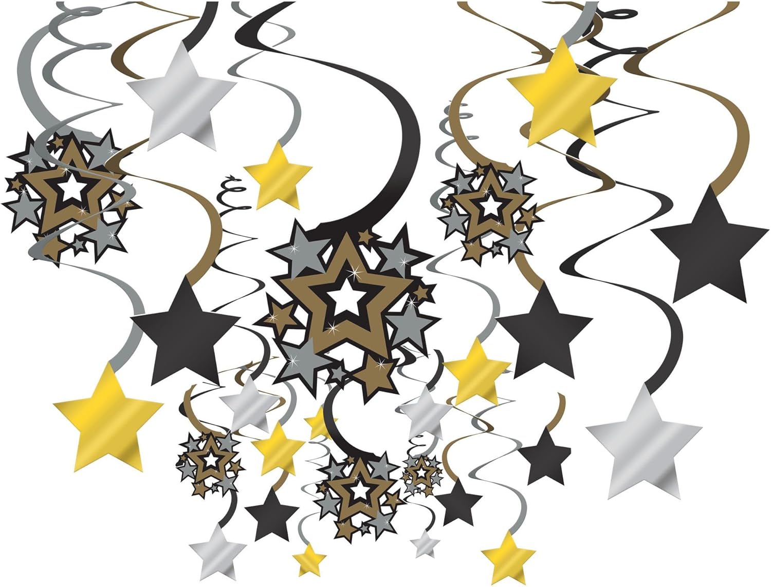 Hollywood Foil Swirl Hanging Decorations - Mega Value Pack, 30 Pcs : Toys & Games