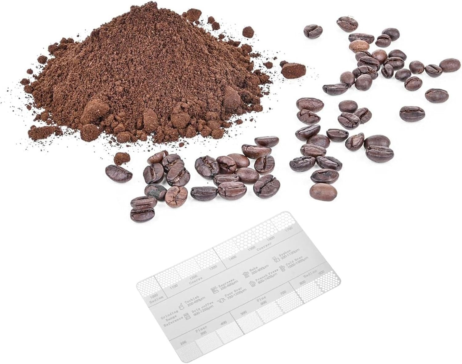 Reference Cards,Stainless Steel Coffee Grind Reference Card Metal Coffee Grind Size Ruler Professional Grinder Accessories