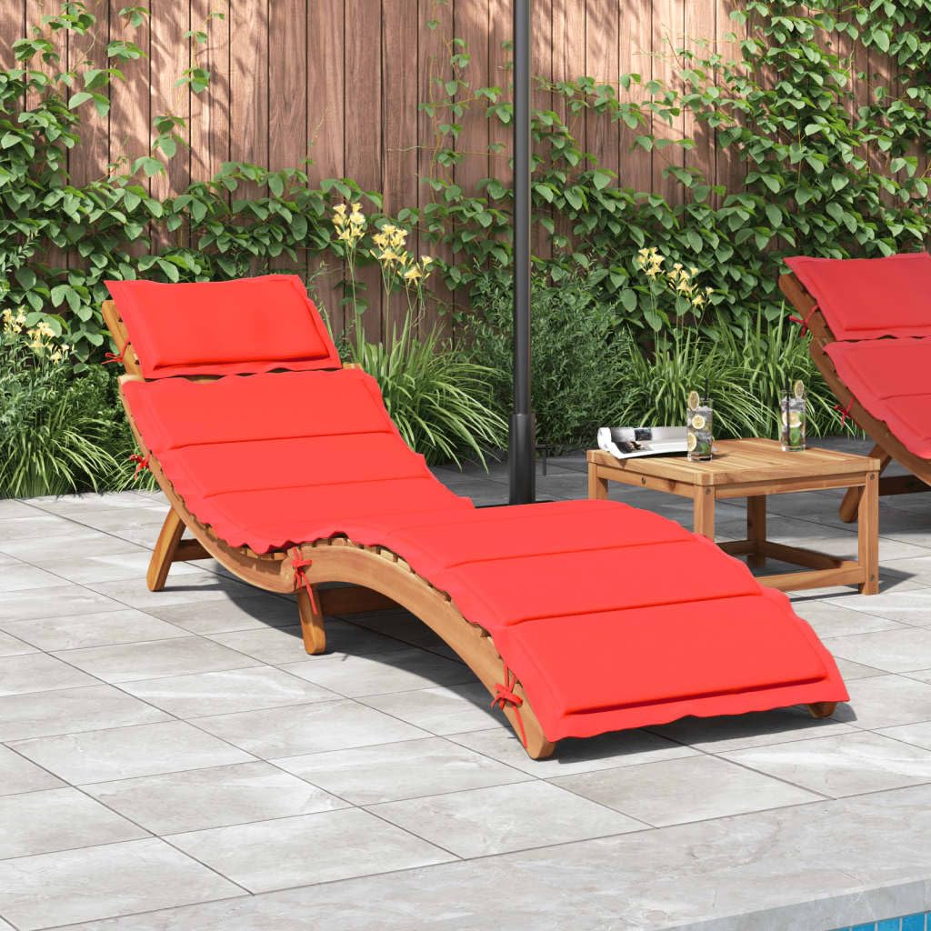 Chaduof Tumbona con cojín Rojo Madera Maciza de Acacia, Tumbonas Jardin Exterior, Tumbona Piscina, Sun Lounger, Tumbonas De Jardin, Cama Jardin Exterior, Tumbona De Playa - 367637