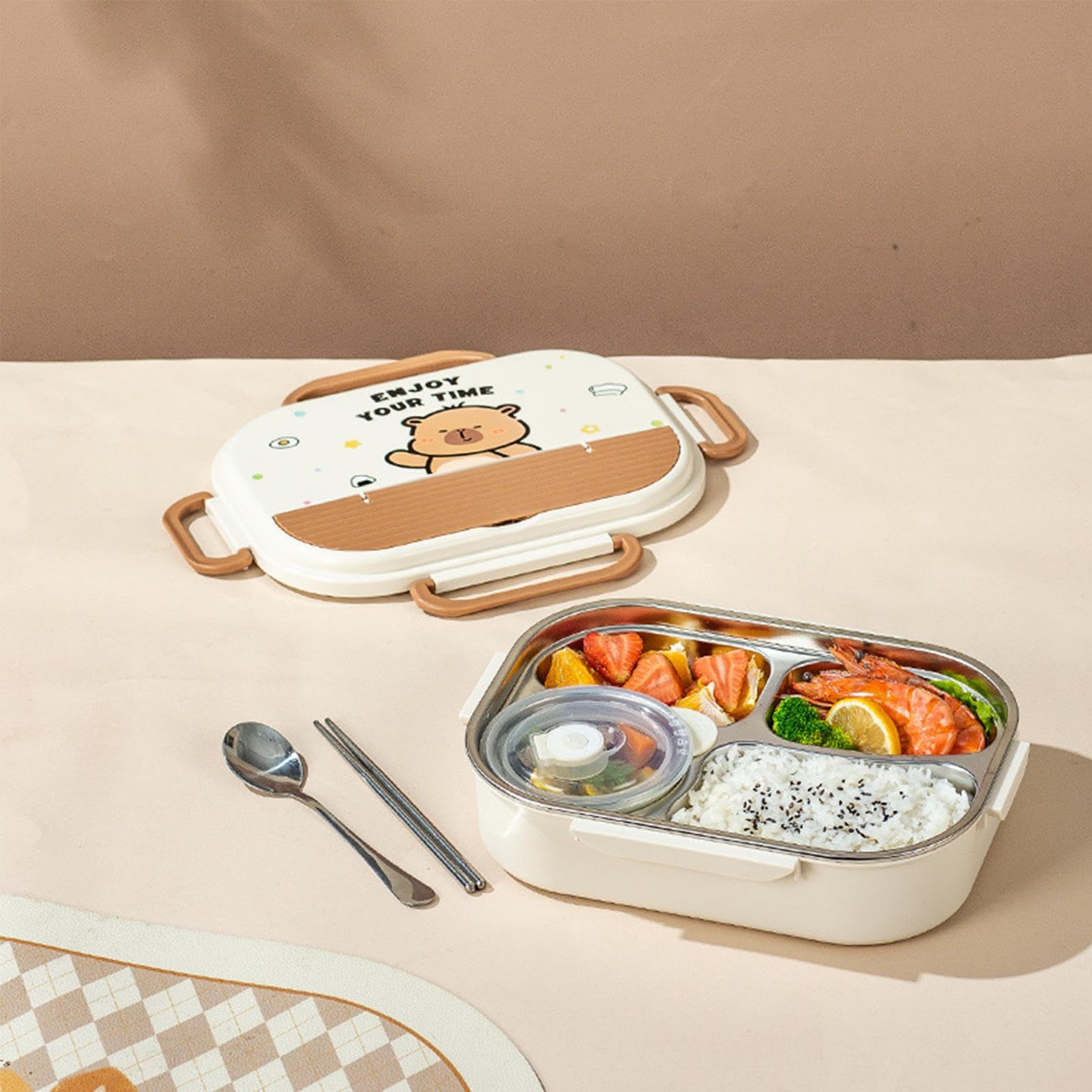 Lunch Box Étanche, passe au micro-ondes, sac de transport inclus | Gamelles en acier inoxydable avec couverts pour école garderie maternelle voyages bureaux camping sorties