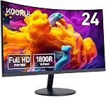KOORUI 24" Curved 60Hz Computer Monitor LED Monitor Full HD 1080P HDMI VGA, 1800R, Tilt Adjustment, Eye Care, Black 24N5C