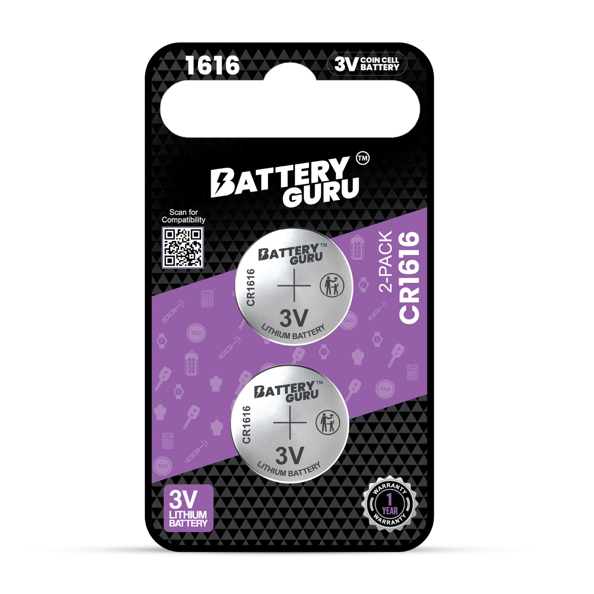 CR1616 3V Car Key Battery (Pack of 2)-image-10