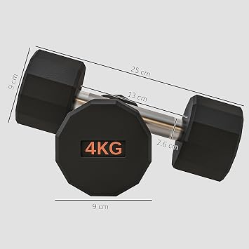 SPORTNOW Dumbbells Set, Hand Weights Pair with 12-Sided Shape and Non-Slip Grip for Men Women Home Gym Workout, 2 x 2kg/2 x 4kg/2 x 6kg/2 x 8kg/2 x 10kg/2 x 12kg