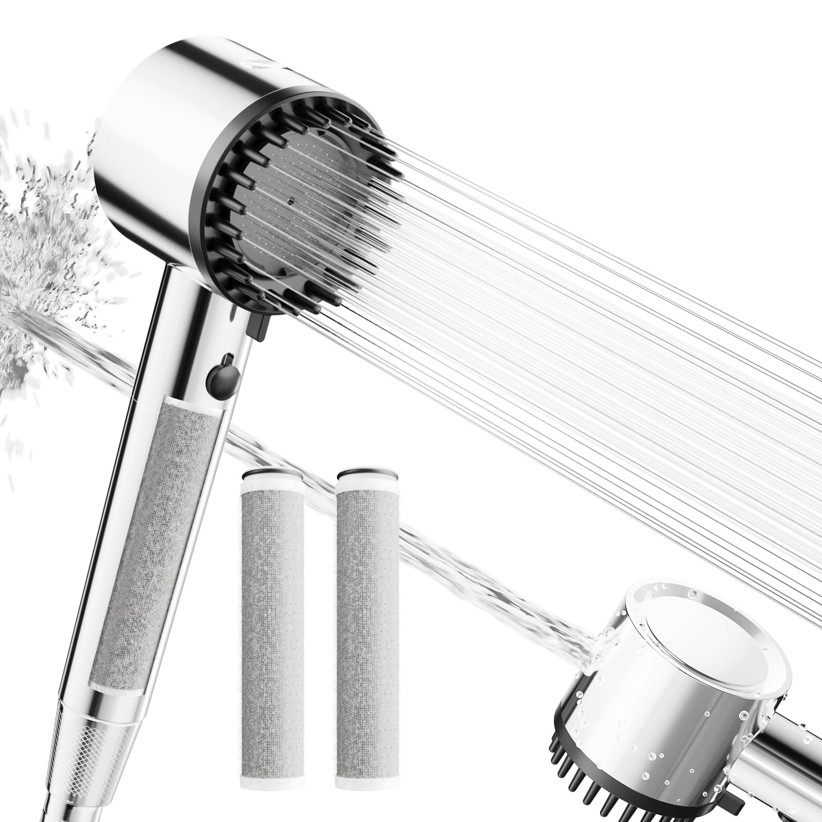 Cobbe Filter Shower Head and Hose with 3 Pack 2.0 Carbon Shower Filter, Hard Water High Pressure Shower Head with 20 Stage Filter, 5 Spray Mode Powerful Built-in Power Wash for Remove Chlorine, Chrome