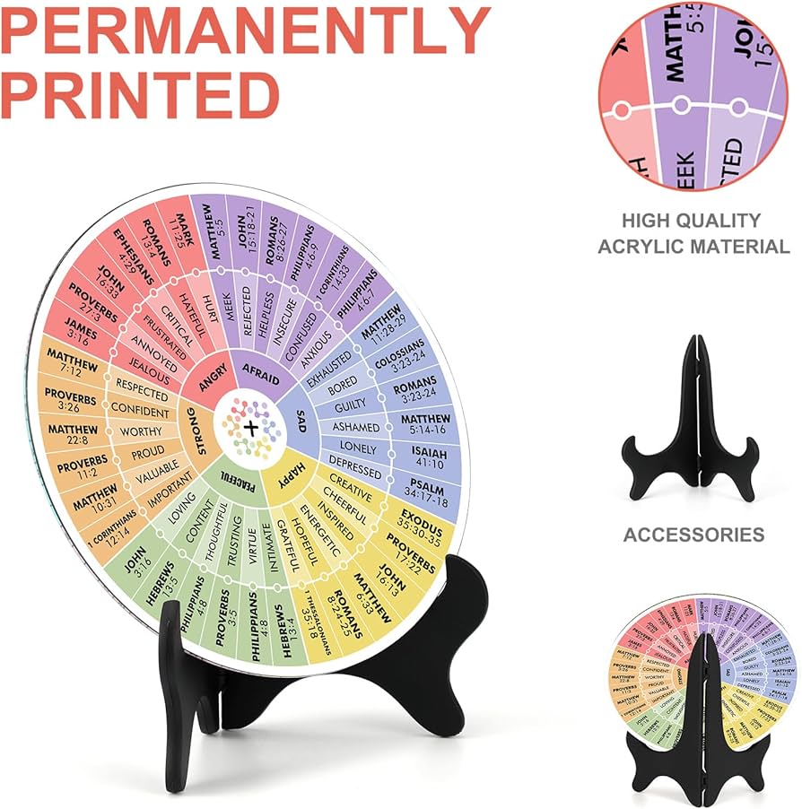 Amazon.com : Memorywuu Acrylic Bible Feelings Wheel with Black Stand Emotions Wheel Therapy Emotion Wheel Chart Mental Health Wheel Desk Worker Office Decor for School Classroom Calming Mental Gift (Light Color) : amazon-com-memorywuu-acrylic-bible-feelings-wheel-with-black-stand-emotions-wheel-therapy-emotion-wheel-chart-mental-health-wheel-desk-worker-office-decor-for-school-classroom-calming-mental-gift-light-color
