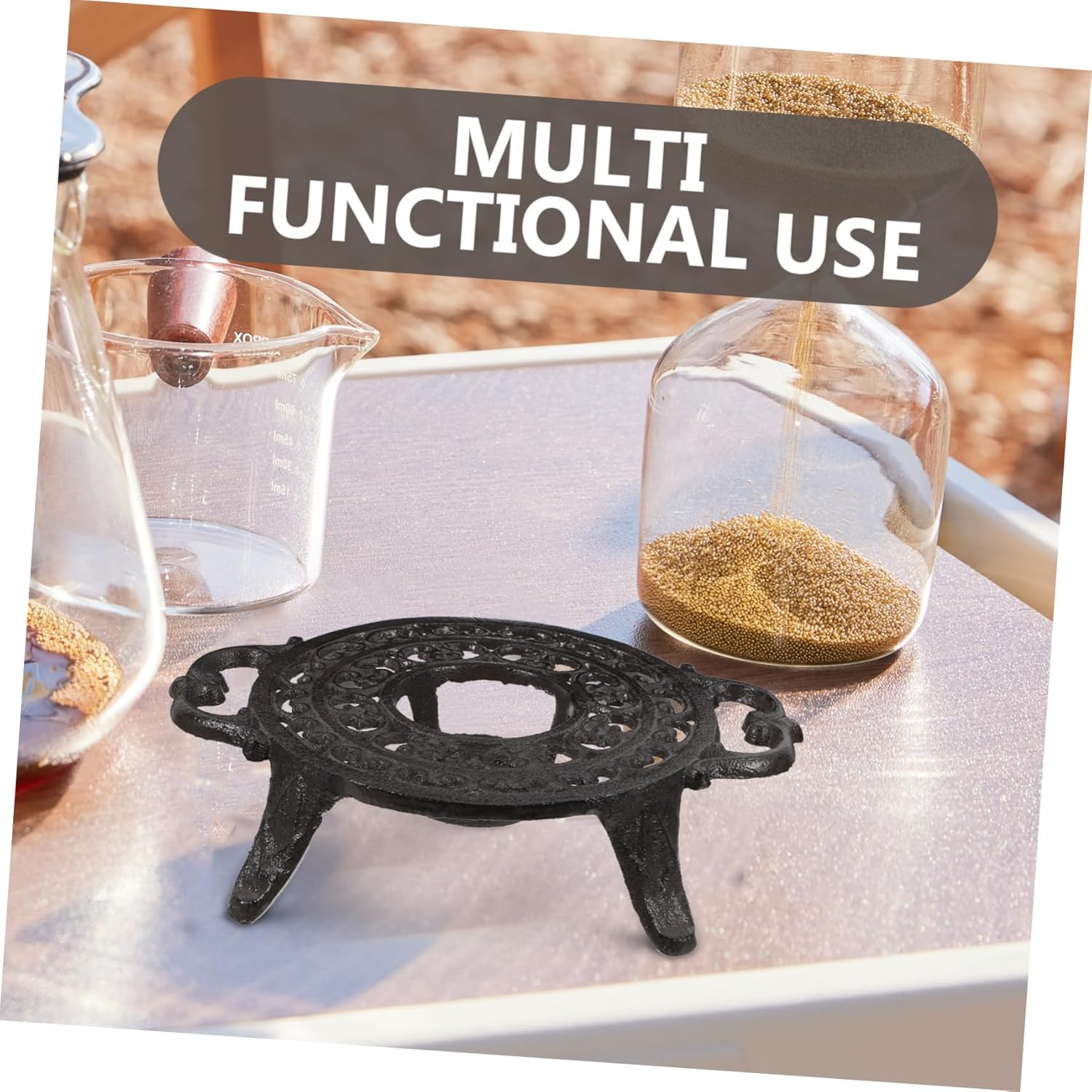Mikinona Tea Decorative Candle Holder Cast Tripod Rack for Japanese Kettle Efficient Heat Retention for Brewing Tea Coffee Warming Stylish Home Decor