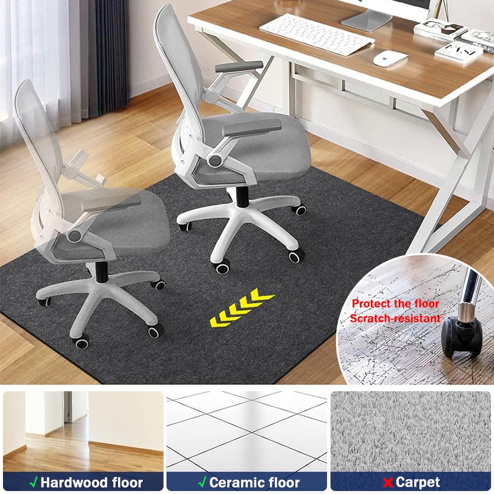 Tapete para silla de oficina para alfombras y suelos de madera dura, antideslizante, protector de escritorio para juegos, cubierta multiusos para superficies de madera (gris oscuro, 50 x 50 cm)