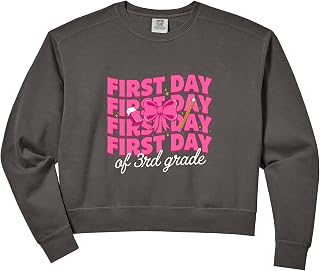 Womens Retro First Day Of 3rd Grade Elementary Student School Comfort Colors Crop Sweatshirt