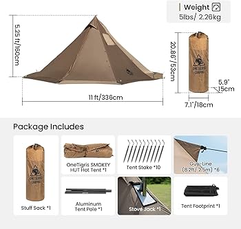 OneTigris Smokey HUT Hot Tent with Stove Jack, Ultralight 4 Season
