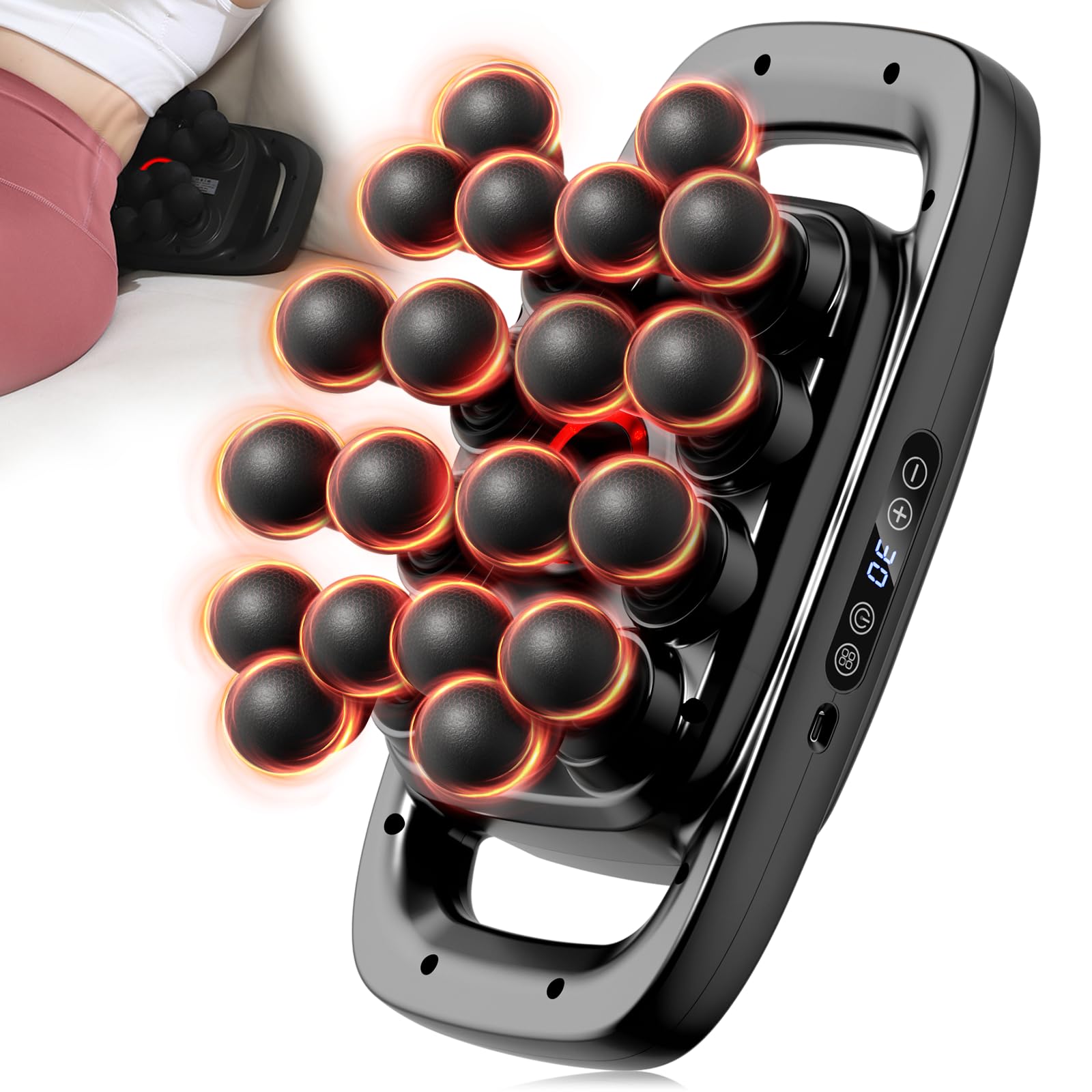 20 Köpfe Massagepistole Tiefengewebe Tiefengewebe Massagegerät mit 3 Modi & 30 Stufen & Ultra-leise, Handheld Körpermassagegerät für Rücken, Nacken, Schultern und Beine