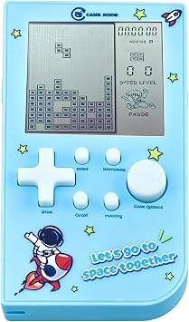 New Block Game Console with 26 Game Macaron Colors Retro Pocket Game Machine Brick Game/Racing/Tank Battle Puzzle Toy Electronic Nostalgic Handheld Device Childrens Gift Blue