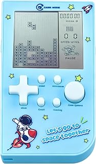 Macaron Colors Game Console 26 Game Block Retro Pocket Game Machine Brick Game Toy Nostalgic Electronic Portable Device Gift for Kids (Blue)