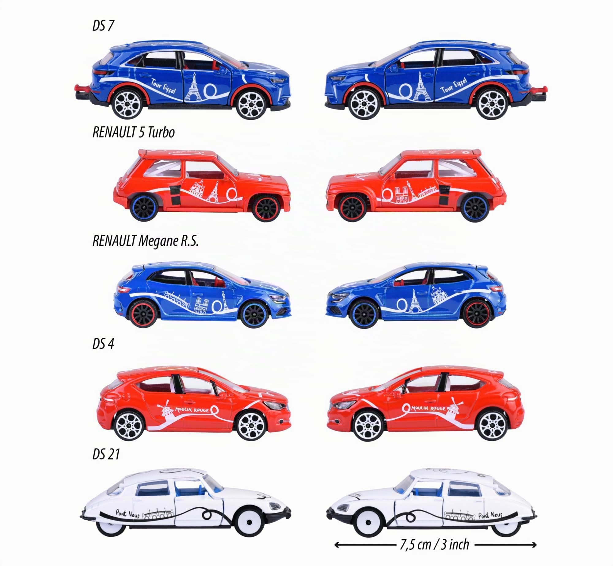 Majorette French Touch Giftpack | Estuche De 5 Coches Miniatura De Metal Con 2 Modelos Exclusivos De Francia