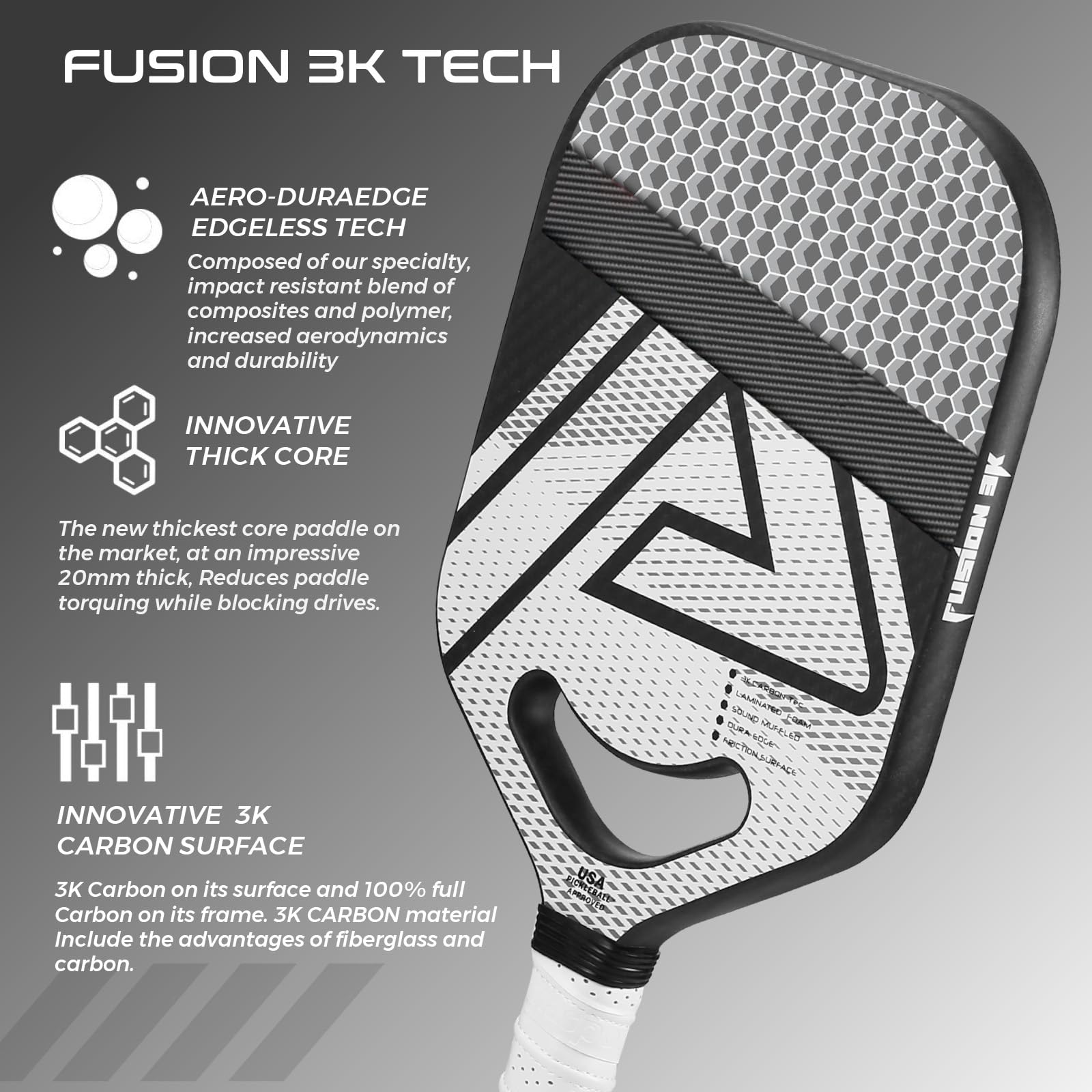 AMA SPORT FUSION 3K ピックルボールパドル AMA SPORT FUSION 3Kピックルボールパドル Pickleball AMA Sport