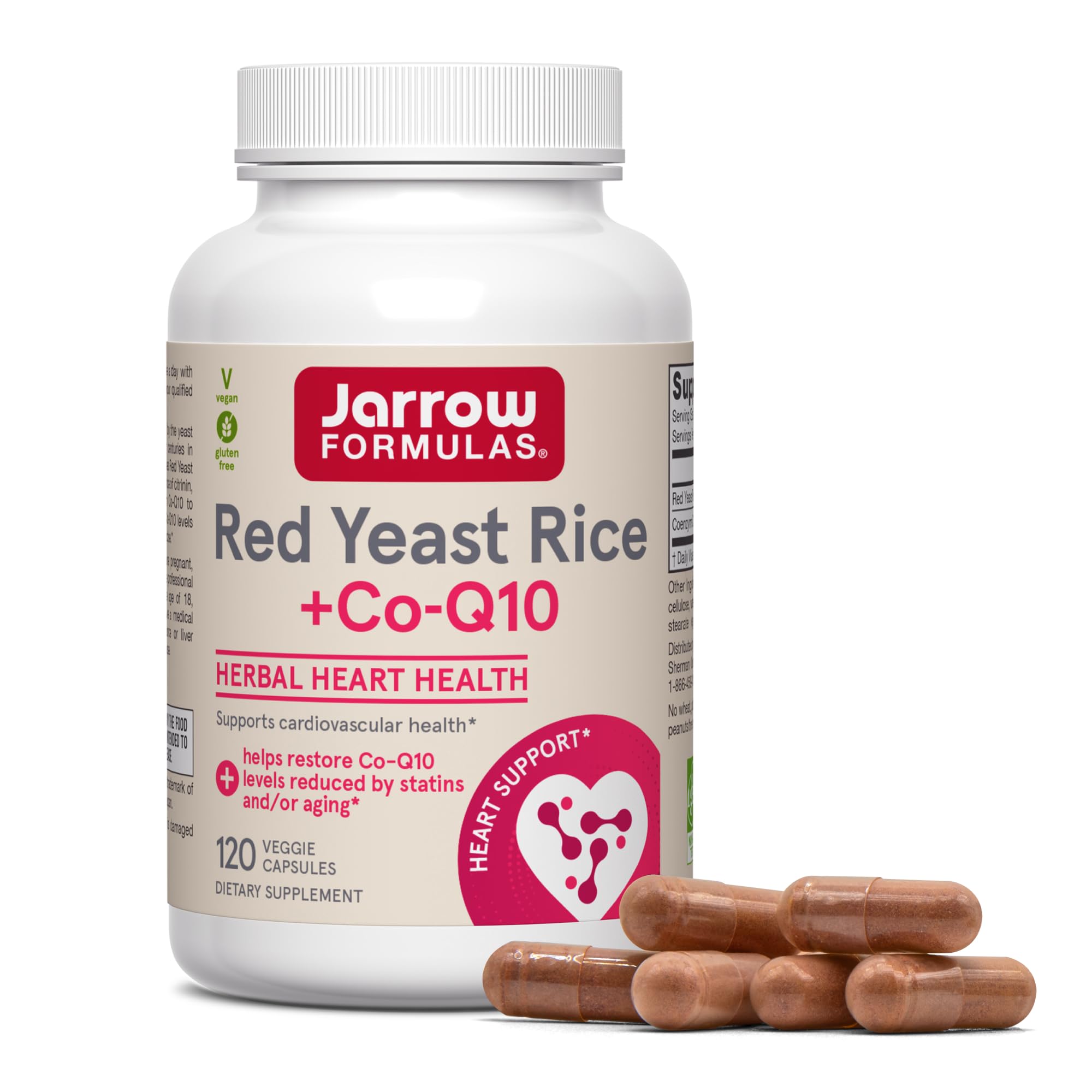 Jarrow Red Yeast Rice 1200 mg with CoQ10 100mg (Q10), 120 Capsules 60 Servings (Pack of 1)