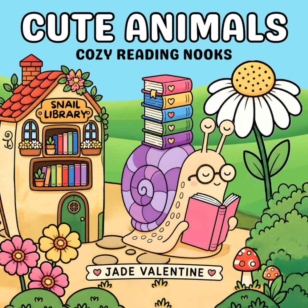 ANIMAL LOVERS Cozy Adult Coloring Book, Bookish Aesthetic Reading Nooks for Teens and Adults,: Cute Libraries, Bookshelves, and Aesthetic Study Spaces ... and Relaxation (COZY BOOKISH NOOKS SERIES)