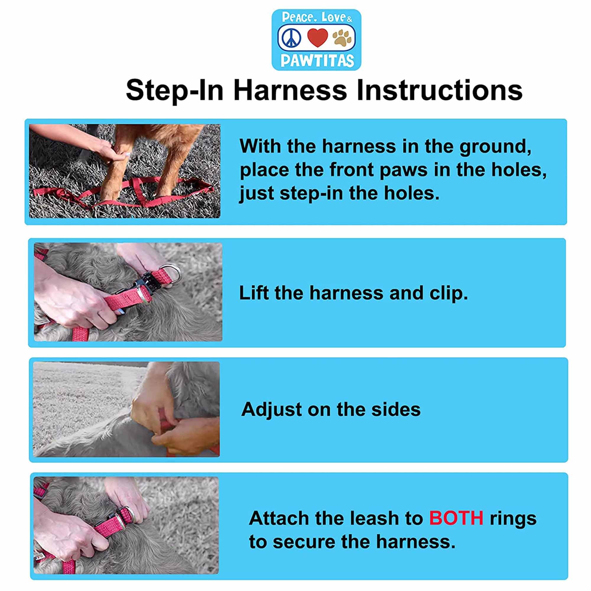 Pawtitas Arnés para Perros pequeños arnés Ajustable antitirones para Perros de Color sólido Ligero Turquesa Rosa/púrpura — view 7
