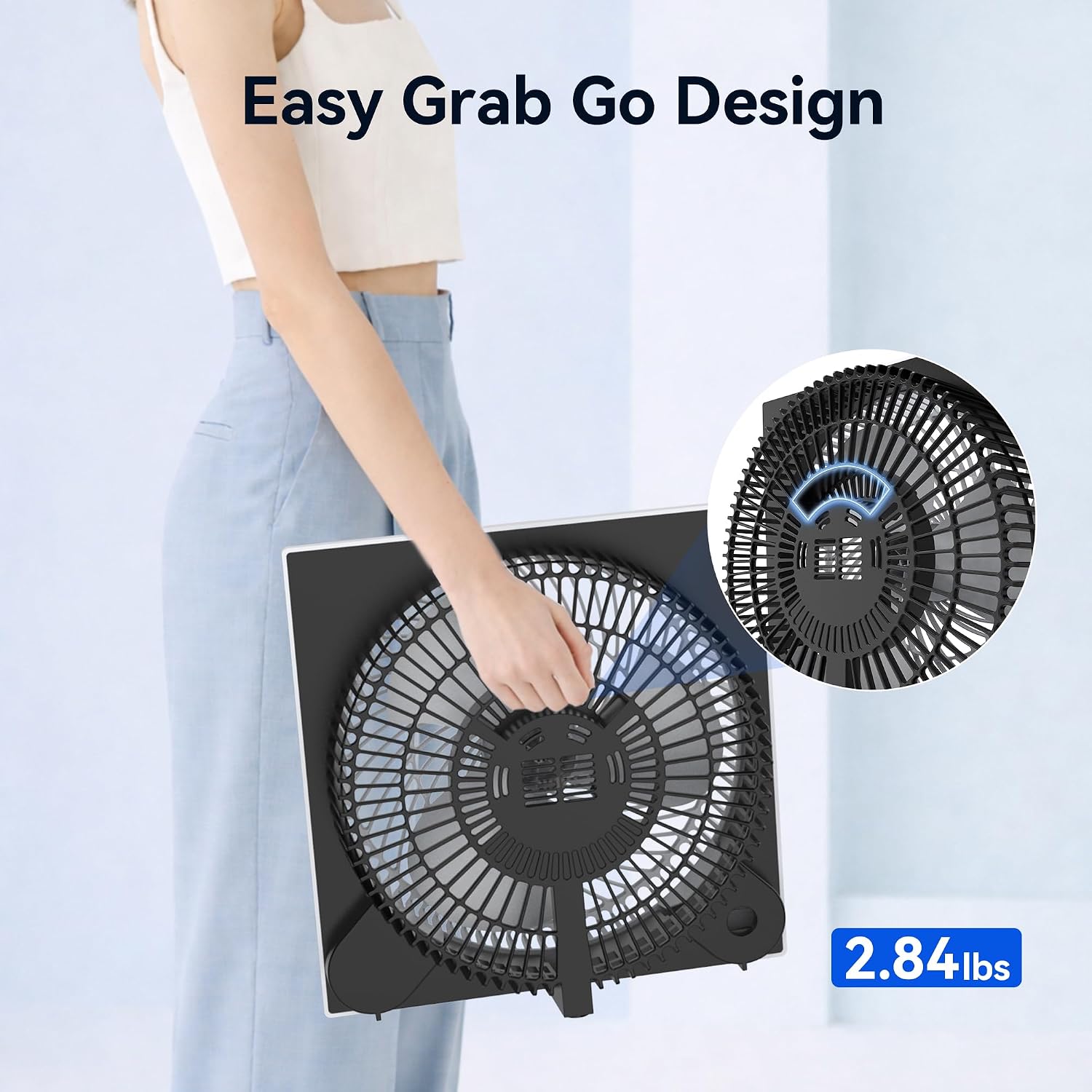shinic 9 Inch Frameless Box Fan, 3-Speed Lightweight Window Fan with ABS Plastic Housing, ETL Listed Small Cooling Fan for Bedroom, Home Office, Kitchen, Garage
