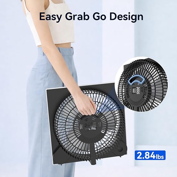 shinic 9 Inch Frameless Box Fan, 3-Speed Lightweight Window Fan with ABS Plastic Housing, ETL Listed Small Cooling Fan for Bedroom, Home Office, Kitchen, Garage