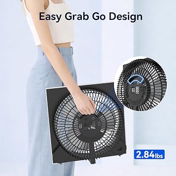 shinic 9 Inch Frameless Box Fan, 3-Speed Lightweight Window Fan with ABS Plastic Housing, ETL Listed Small Cooling Fan for Bedroom, Home Office, Kitchen, Garage