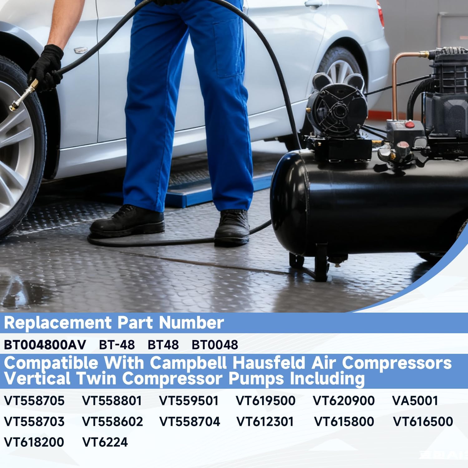 Air Compressor Drive Belt Poly-V Belt Compatible with Campbell Hausfeld Air Compressors Vertical Twin Compressor Pumps Replace#: BT004800AV BT-48
