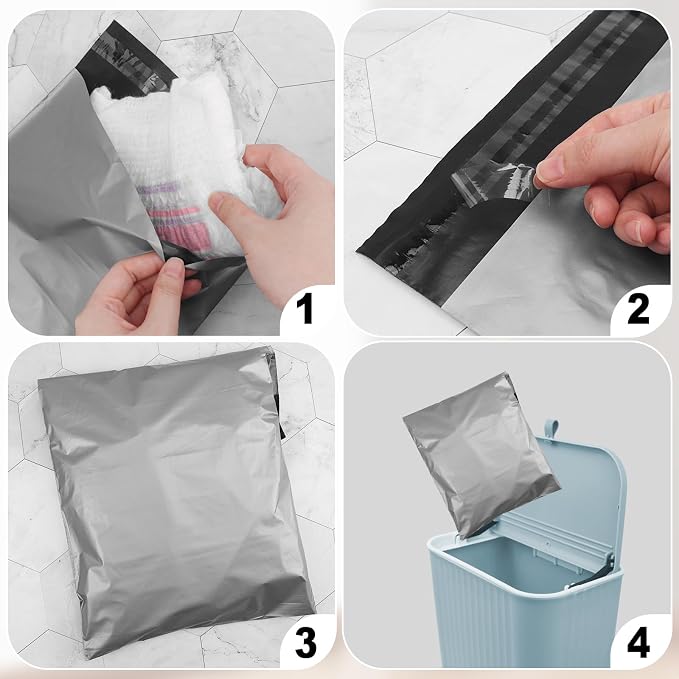 Bolsas de Desecho para Pañales Adultos Pack de 200, Gris, 9.84 x 13.78 pulgadas miniatura 6