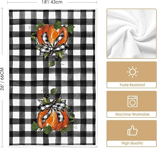 Miniatura 6 de Artoid Mode Buffalo - Juego de 4 toallas de cocina de otoño con diseño de camión de Hello Pumpkin de 18 x 26 pulgadas, decoración de Acción de