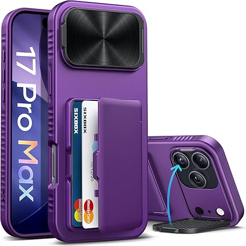 Miniatura 16 de Funda para iPhone Air con soporte para tarjetas, soporte integrado y cubierta para lente de cámara, a prueba de golpes, de silicona resistente a