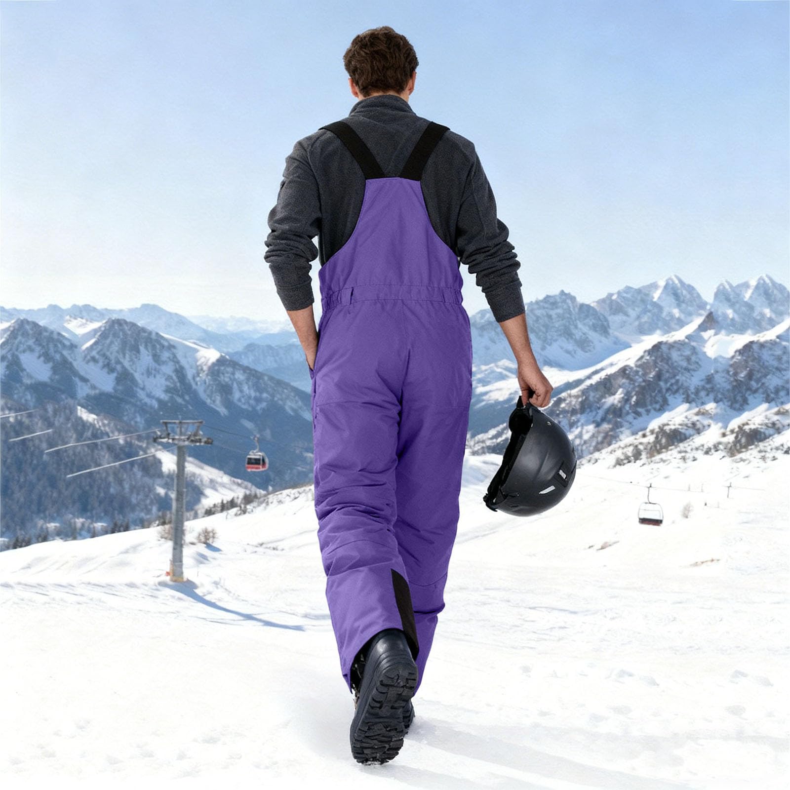 Pantalon de Neige Homme Barboteuse Imperméable Coupe-Vent Lsolation Thermique Salopettes avec Bretelles Réglables Pantalons Hiver Chaud Barboteuses pour Ski et Les Sports de Plein Air