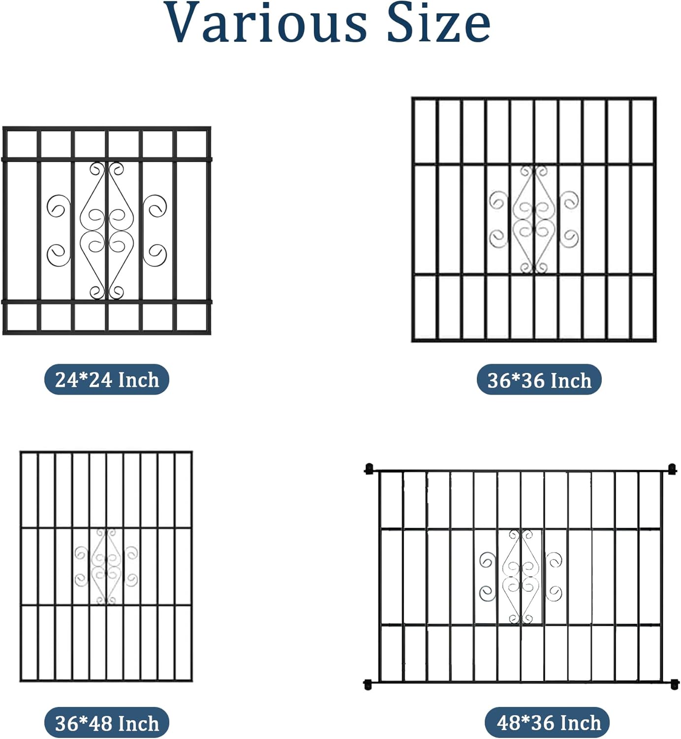36-in x 48-in Black Magnum Heavy-Duty Window Bars Safety Guards for Childen, Outdoor Prevent Burglary Window Security Bars