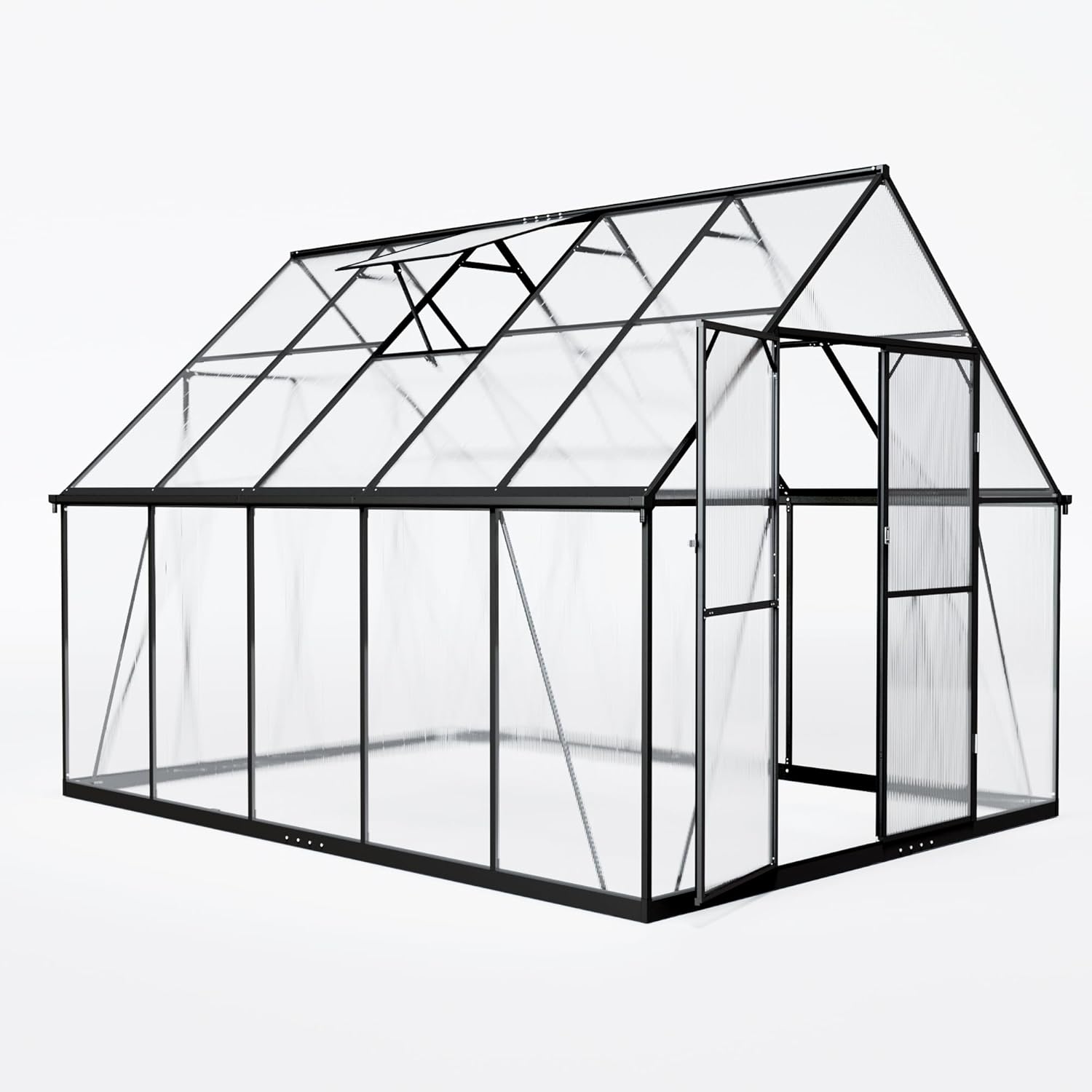 8×10 PC Outdoor Greenhouse, Green Houses for Outside with Aluminum Frame, Lockable Door & Adjustable Roof Vent - Heavy Duty Green Houses for Outside, Backyard, Garden, Patio Use (8×10)