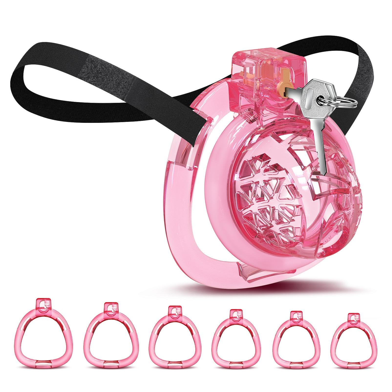 UTIMI Male Chastity Belt Lightweight Penis Cage Invisible Lock Pink Medium