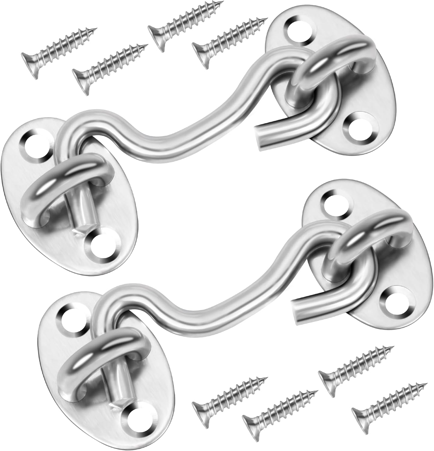 2 Pack Thicker Door Latch Stainless Steel, Rustproof, Heavy Duty Screws for Install Gate Latch Barn Door Lock Hook and Eye Latch for Sliding Door Fence Screen Window Closet Bedroom (Black, 4 Inch)