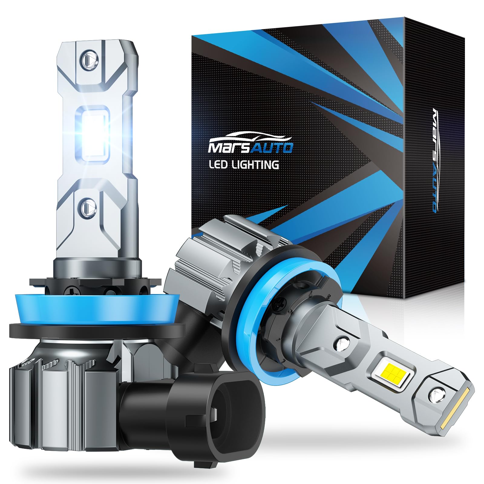 Marsauto 𝐇𝟏𝟏 Bulbs Light, 800% Super Bright, 3 MIN Plug and Play M1S 𝐇𝟏𝟏 Bulbs, Powersports Fog Lights Non-Polarity, Pack of 2
