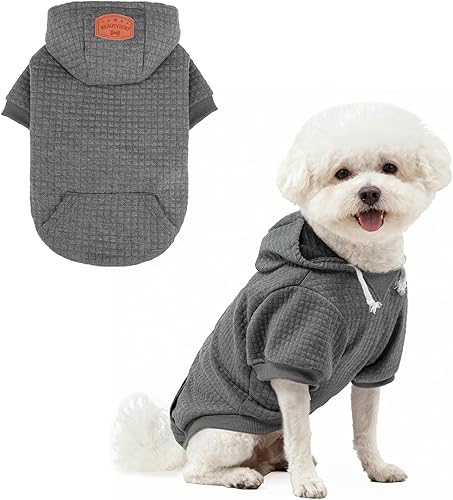 Vista 223 de BEAUTYZOO Suéter con capucha para perros pequeños y medianos con bolsillos, ropa para perros pequeños y medianos, abrigos de algodón laminado