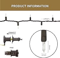 Vista 2 de Cadena de luces navideñas marrones con cable blanco, 100 mini bombillas incandescentes, impermeables, para interiores y exteriores, decoración
