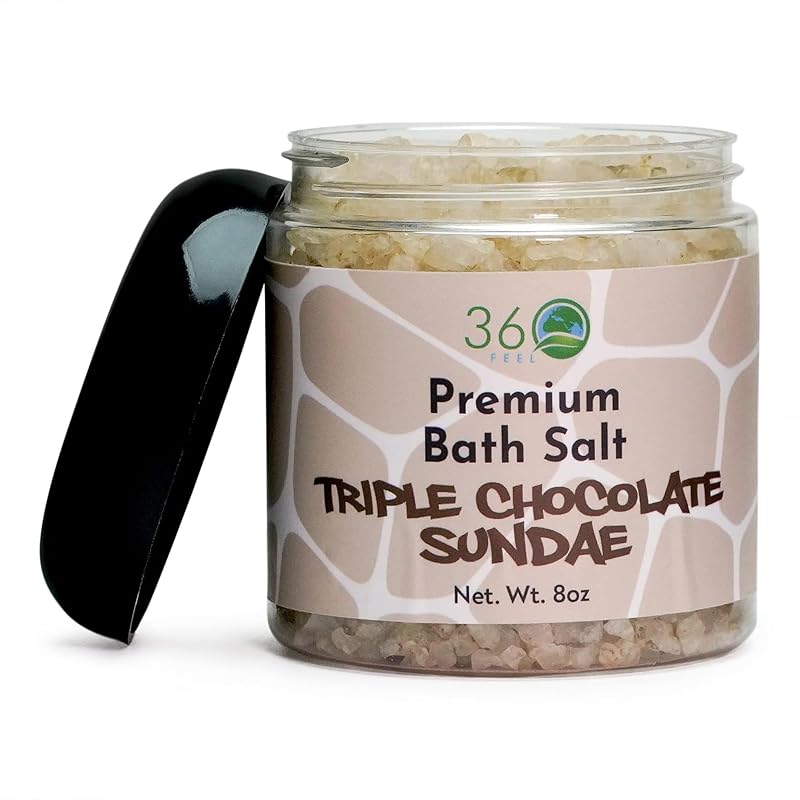 360Feel Triple Chocolate Sundae Sal de Banho Esfoliante Vegano, Pote com 227 g