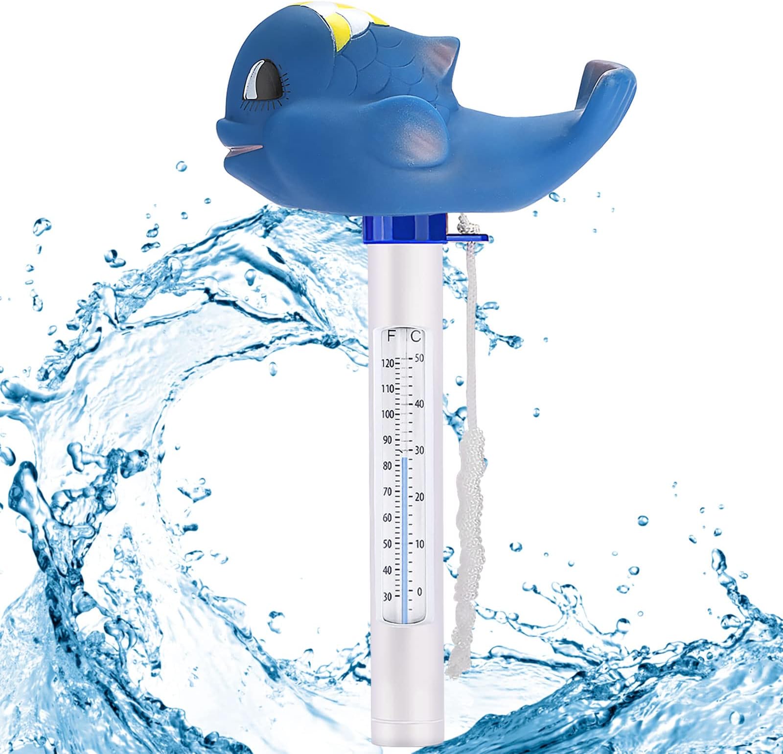 Philonext Pool Thermometer, Spas Thermometer, Swimming Pool Thermometer with String Floating Thermometer for Swimming Pool, Bath Water, Spas, Hot Tubs (Shark)