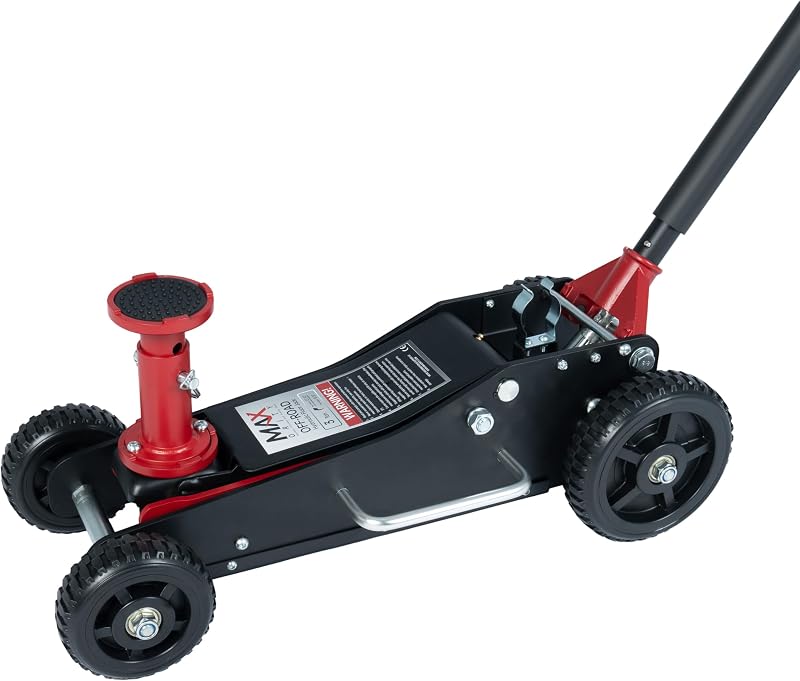 3 Ton (6600 lbs.) Big Wheel Dual Pistons Heavy-Duty Steel Construction Off-Road Jack, Hydraulic Car Jack with Extra Adjustable Height Saddle, for Trucks, SUVs, ATVs